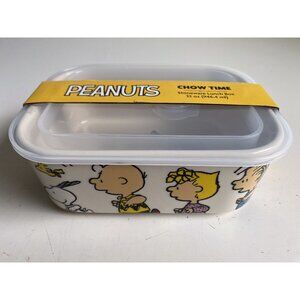 Peanuts Snoopy & The Gang CHOW TIME 32 oz Stoneware Bento Box Pressure Lid NEW